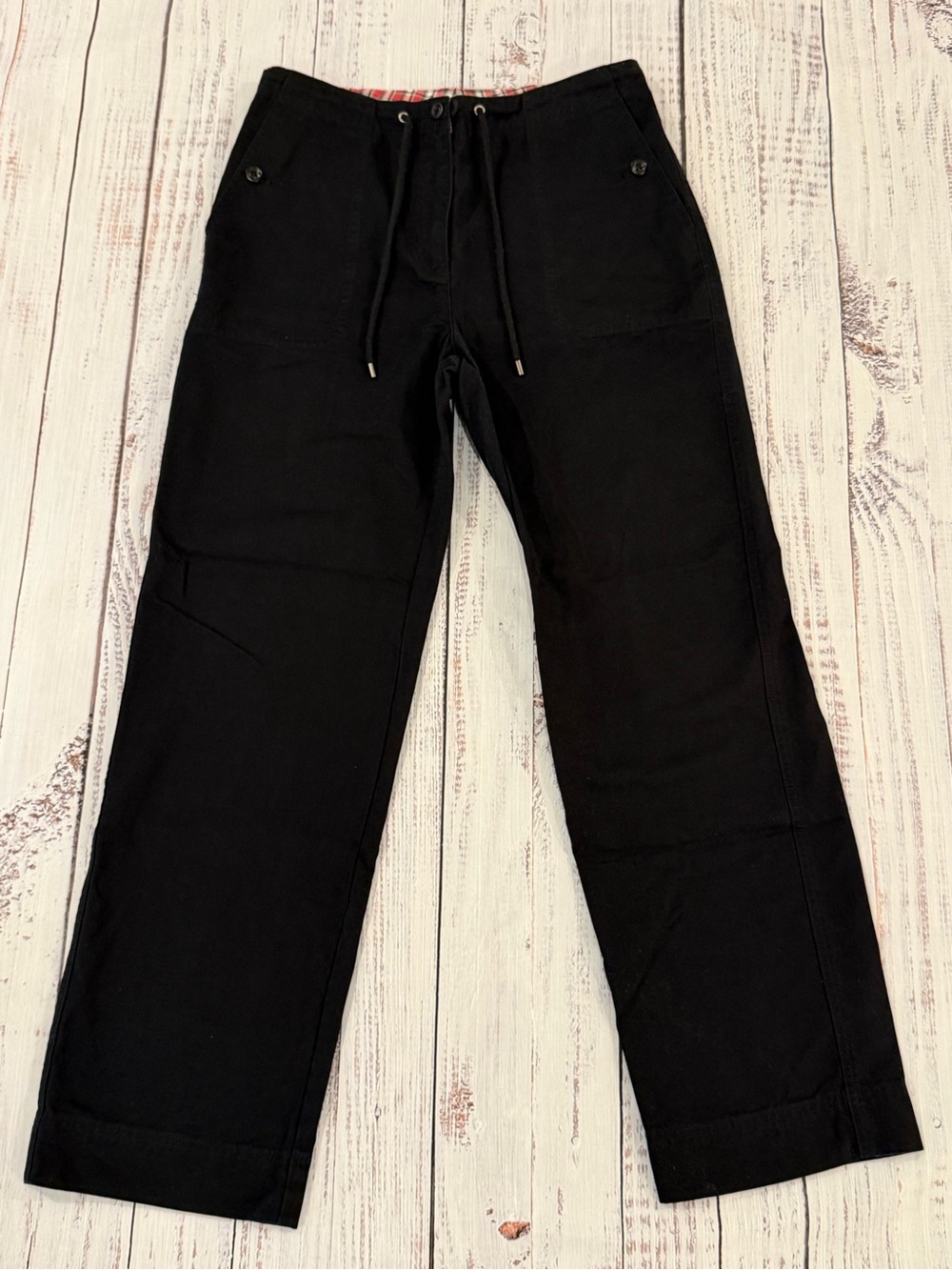 Vintage Lauren Ralph Lauren Pants Women 6 Black Cotton Made in Hong Kong Tartan